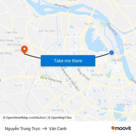 Nguyễn Trung Trực to Vân Canh map