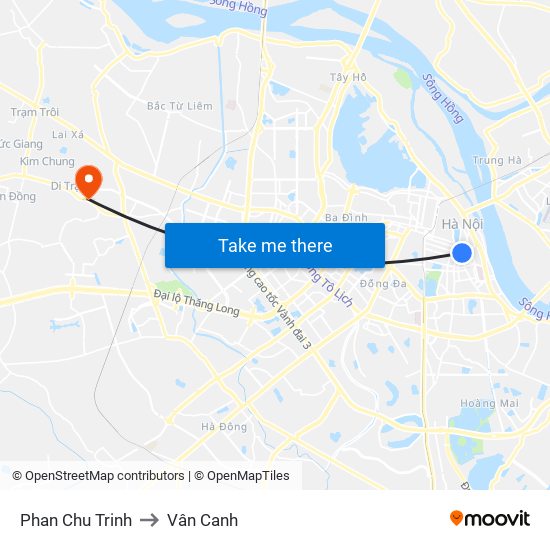 Phan Chu Trinh to Vân Canh map