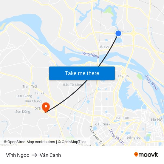 Vĩnh Ngọc to Vân Canh map