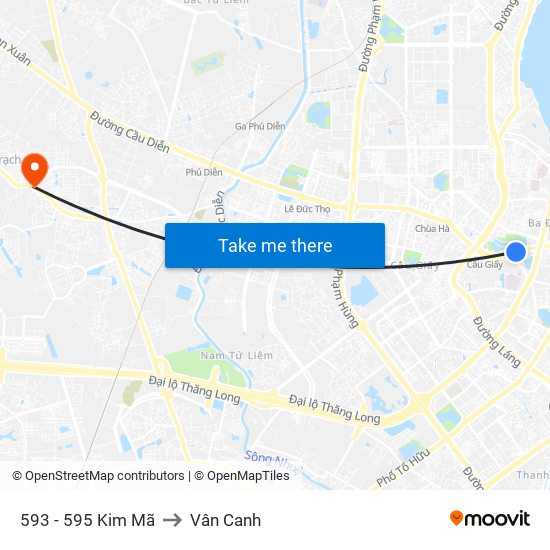 593 - 595 Kim Mã to Vân Canh map