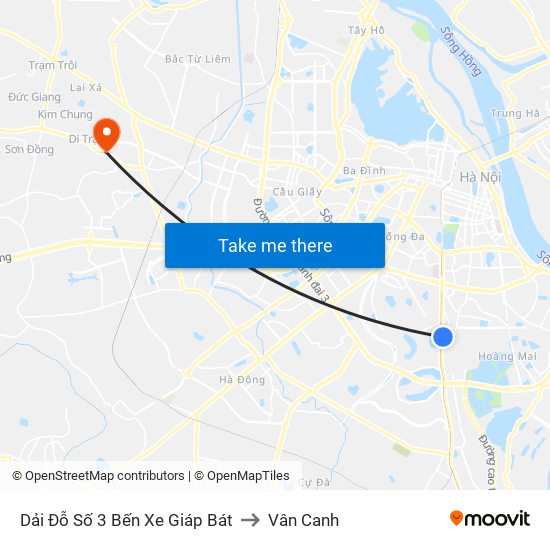 Dải Đỗ Số 3 Bến Xe Giáp Bát to Vân Canh map