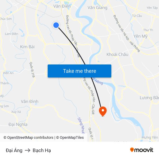 Đại Áng to Bạch Hạ map