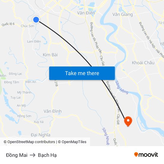 Đồng Mai to Bạch Hạ map