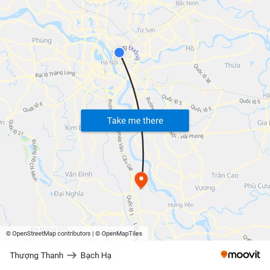 Thượng Thanh to Bạch Hạ map