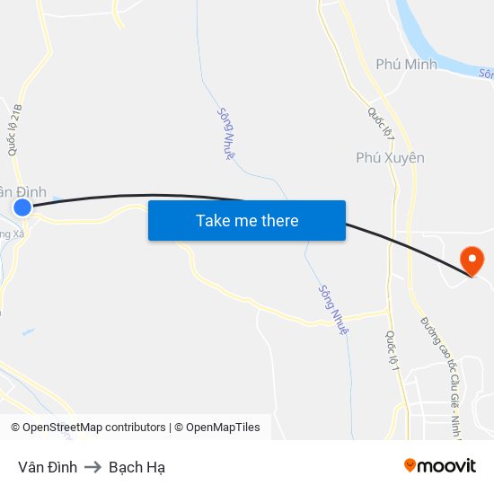 Vân Đình to Bạch Hạ map