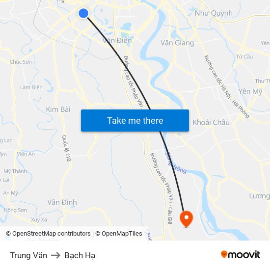 Trung Văn to Bạch Hạ map