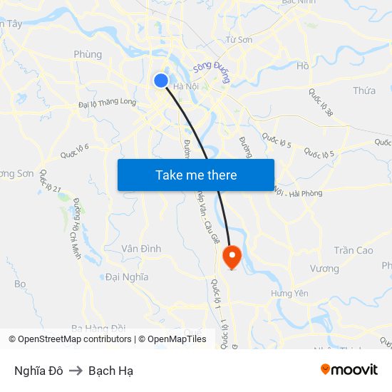 Nghĩa Đô to Bạch Hạ map
