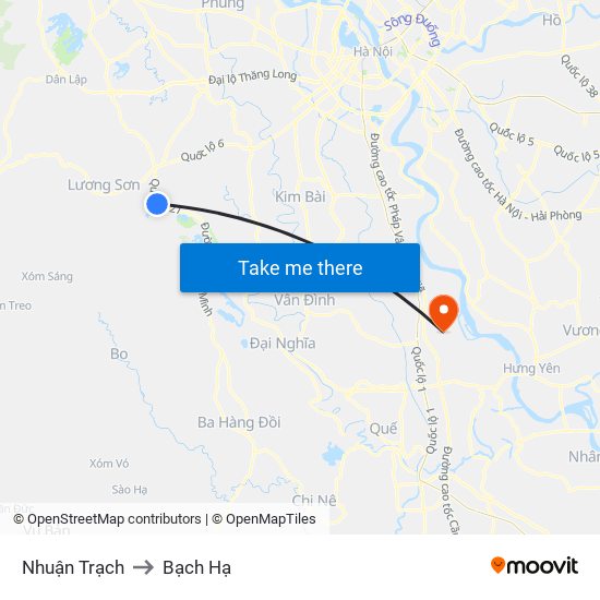 Nhuận Trạch to Bạch Hạ map