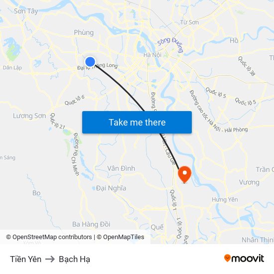 Tiền Yên to Bạch Hạ map