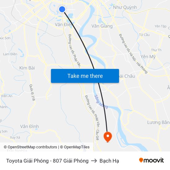 Toyota Giải Phóng - 807 Giải Phóng to Bạch Hạ map