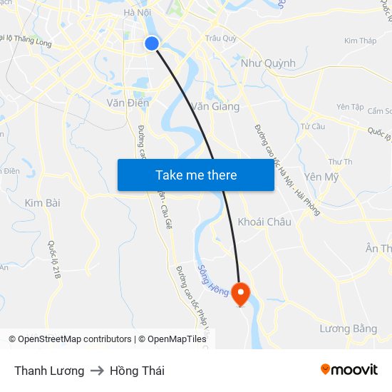 Thanh Lương to Hồng Thái map