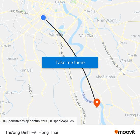 Thượng Đình to Hồng Thái map