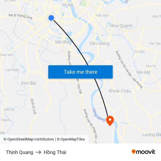 Thịnh Quang to Hồng Thái map