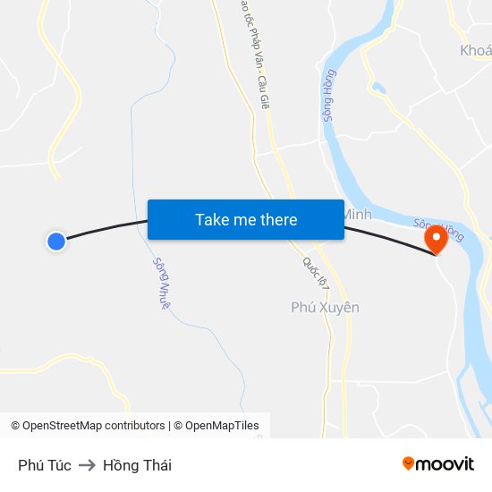 Phú Túc to Hồng Thái map