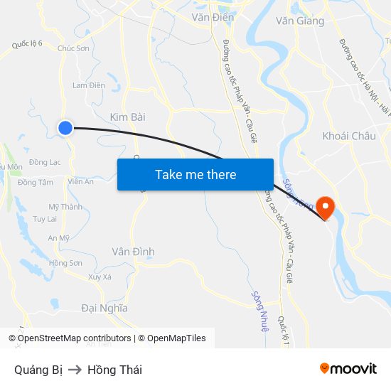 Quảng Bị to Hồng Thái map