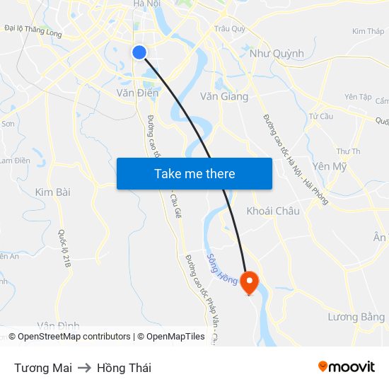 Tương Mai to Hồng Thái map