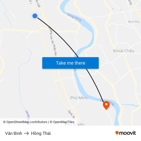 Văn Bình to Hồng Thái map
