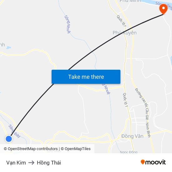 Vạn Kim to Hồng Thái map