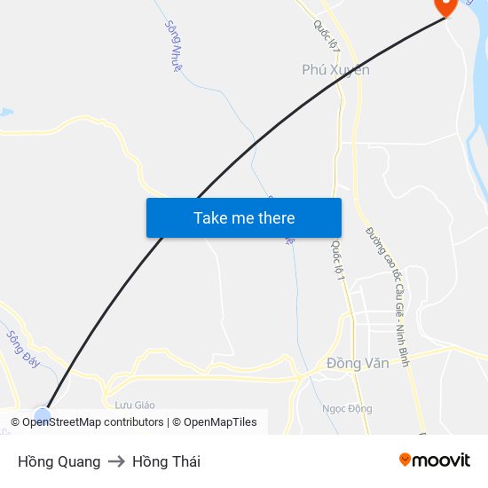 Hồng Quang to Hồng Thái map