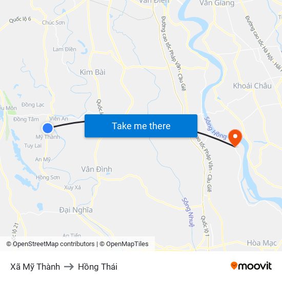 Xã Mỹ Thành to Hồng Thái map