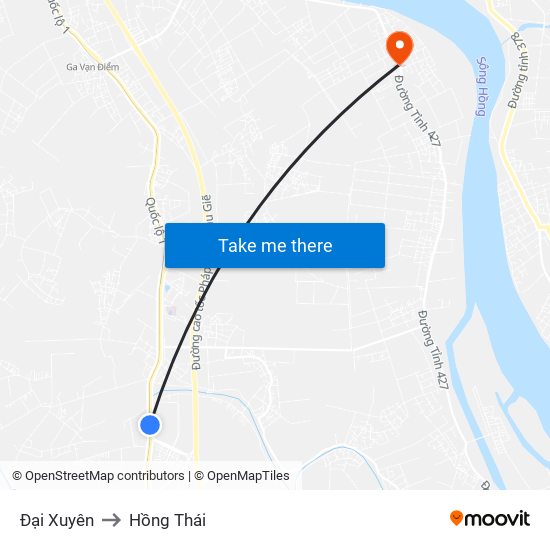 Đại Xuyên to Hồng Thái map