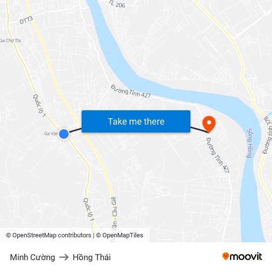 Minh Cường to Hồng Thái map