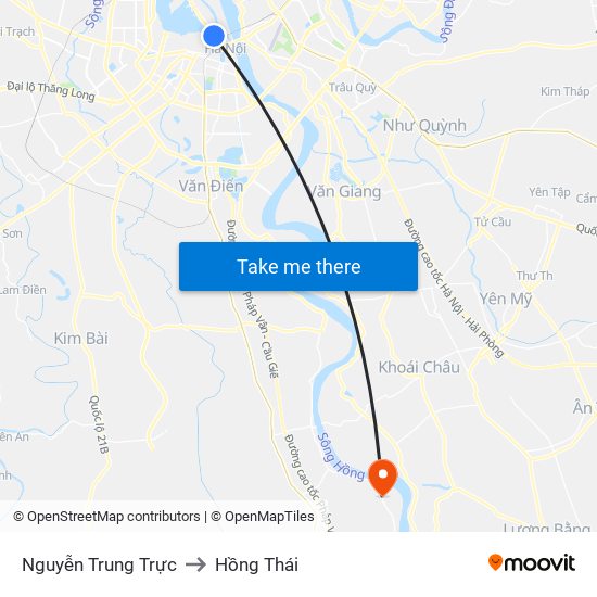Nguyễn Trung Trực to Hồng Thái map