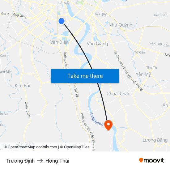 Trương Định to Hồng Thái map