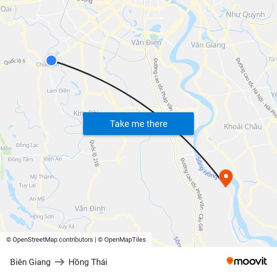Biên Giang to Hồng Thái map