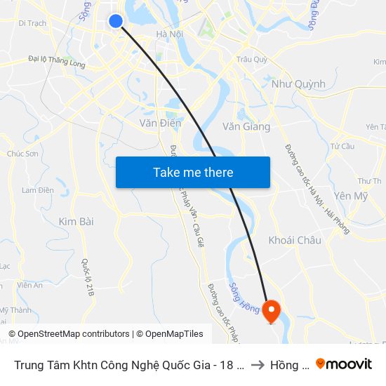 Trung Tâm Khtn Công Nghệ Quốc Gia - 18 Hoàng Quốc Việt to Hồng Thái map