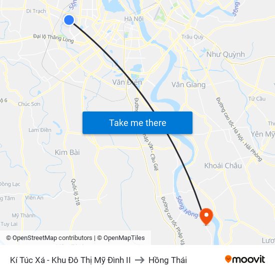 Kí Túc Xá - Khu Đô Thị Mỹ Đình II to Hồng Thái map