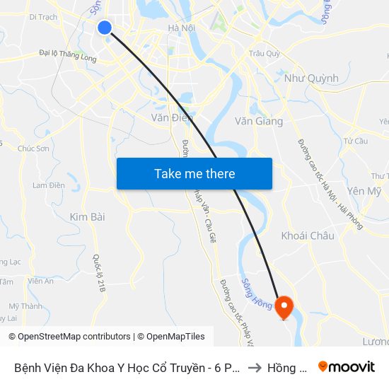 Bệnh Viện Đa Khoa Y Học Cổ Truyền - 6 Phạm Hùng to Hồng Thái map