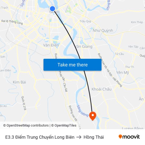 E3.3 Điểm Trung Chuyển Long Biên to Hồng Thái map
