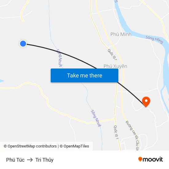 Phú Túc to Tri Thủy map