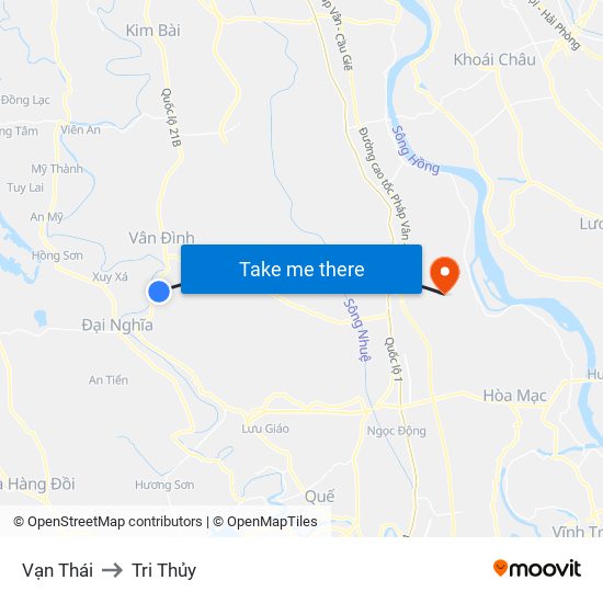 Vạn Thái to Tri Thủy map