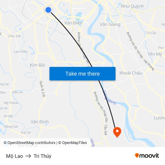 Mộ Lao to Tri Thủy map