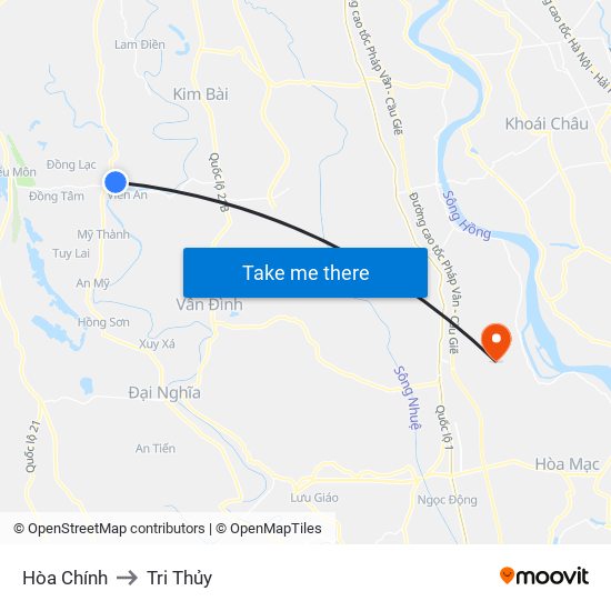 Hòa Chính to Tri Thủy map