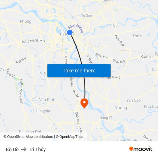 Bồ Đề to Tri Thủy map