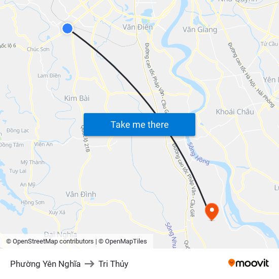 Phường Yên Nghĩa to Tri Thủy map