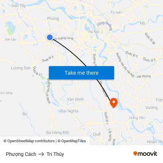 Phượng Cách to Tri Thủy map