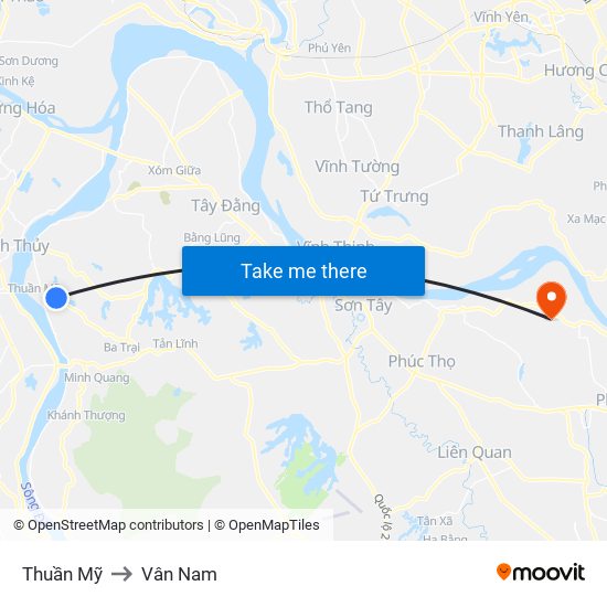 Thuần Mỹ to Vân Nam map