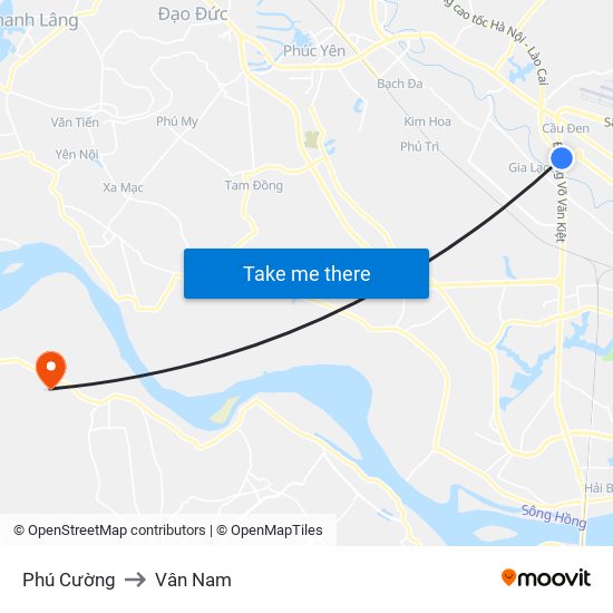 Phú Cường to Vân Nam map