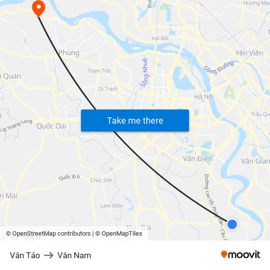 Vân Tảo to Vân Nam map