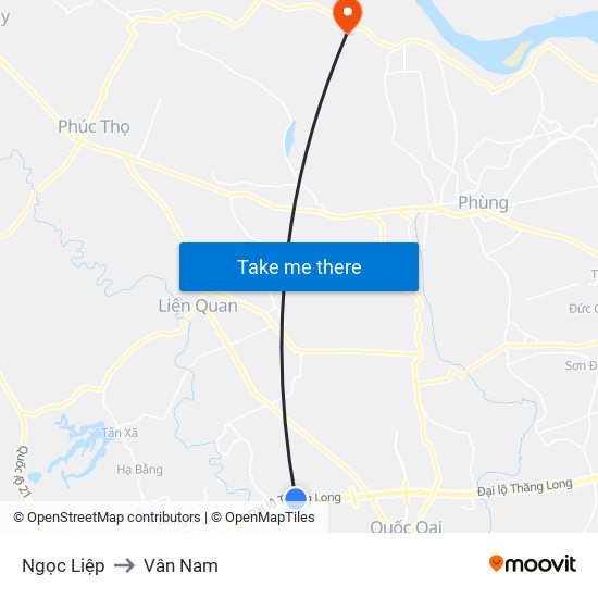 Ngọc Liệp to Vân Nam map