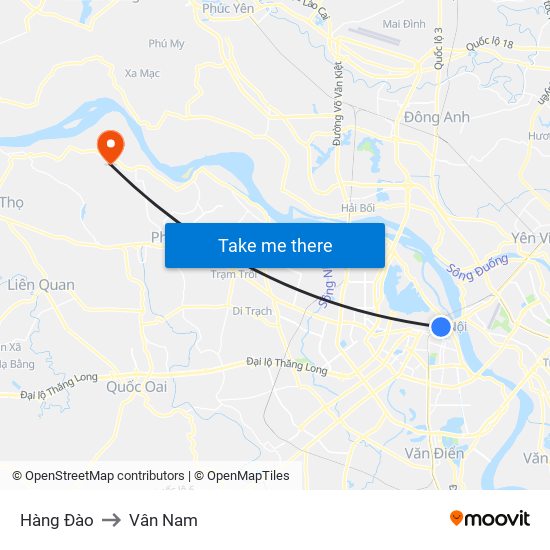 Hàng Đào to Vân Nam map