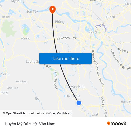 Huyện Mỹ Đức to Vân Nam map