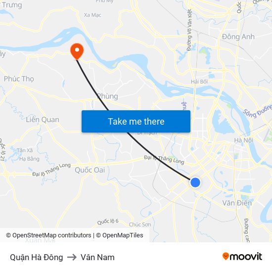 Quận Hà Đông to Vân Nam map