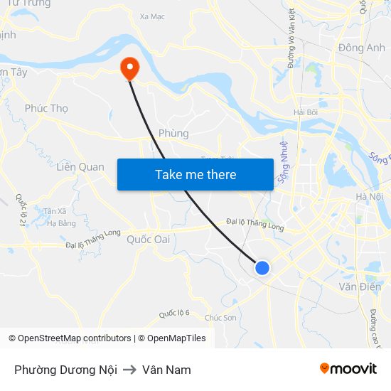 Phường Dương Nội to Vân Nam map