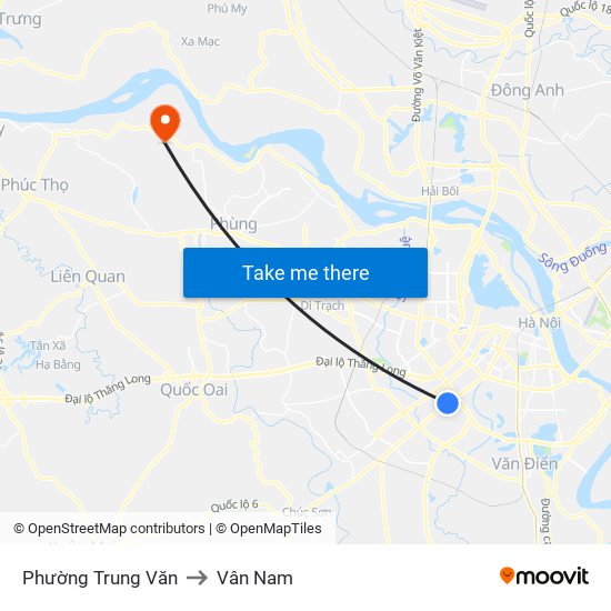 Phường Trung Văn to Vân Nam map