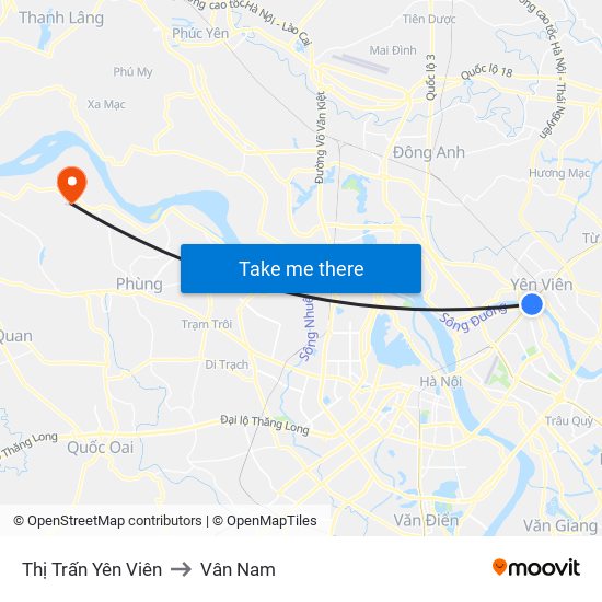 Thị Trấn Yên Viên to Vân Nam map